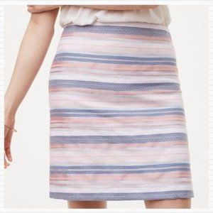 Loft Pastel Striped Woven Pencil Skirt Size 6 Pink, blue